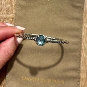 David Yurman Faceted Blue Topaz Cable Bracelet in Sterling